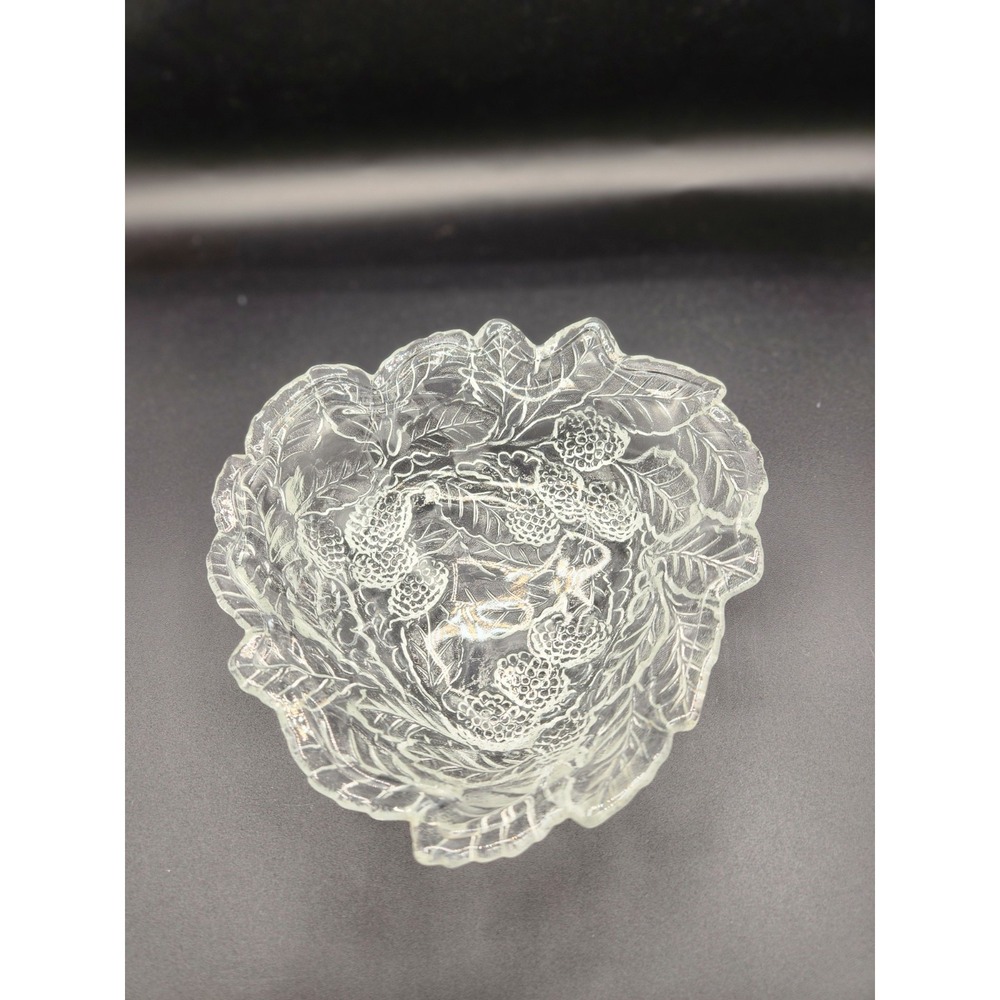 Indiana Glass Clear‎ Carnival Depression Loganberry Leaf Triangle Bowl Vintage